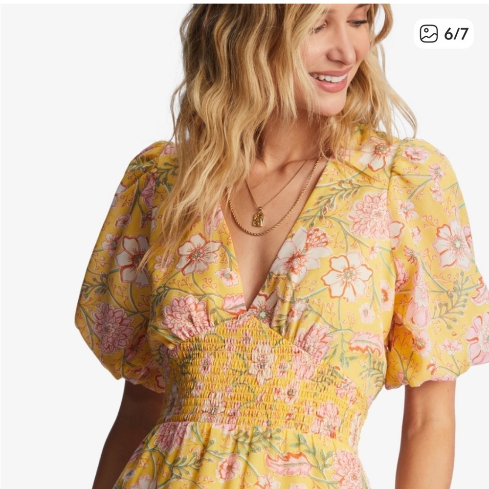 Billabong Spellbound Maxi Dress in Yellow Floral